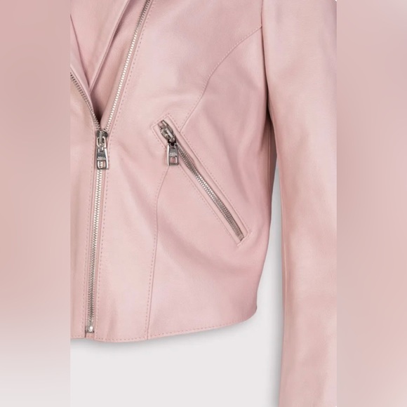 RRP €2650 DOLCE & GABBANA Leather Jacket US6 UK10 IT42 M Pink Logo Made in Italy - Picture 4 of 5